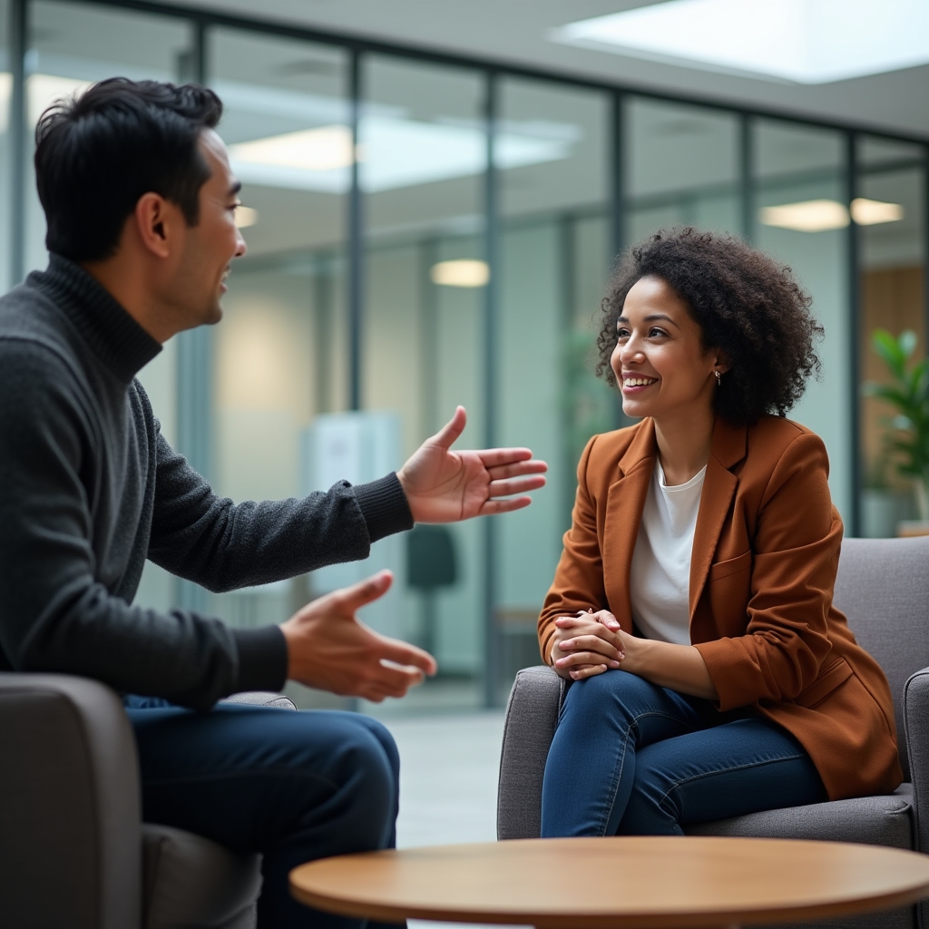 Mentor und Mentee im vertieften Gespräch